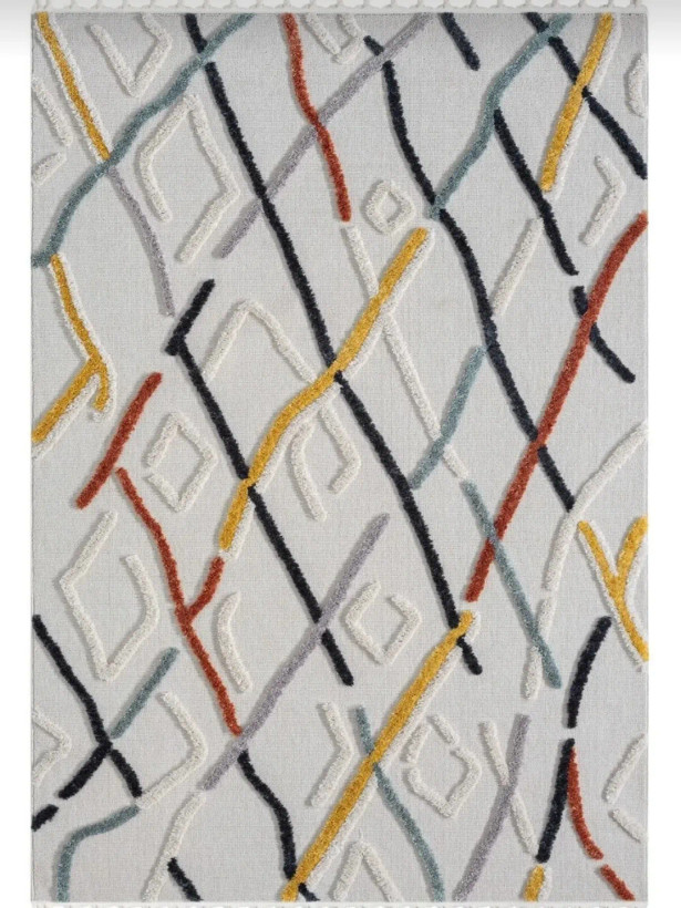 فرش مدرن ترک با خطوط رنگی زیبا